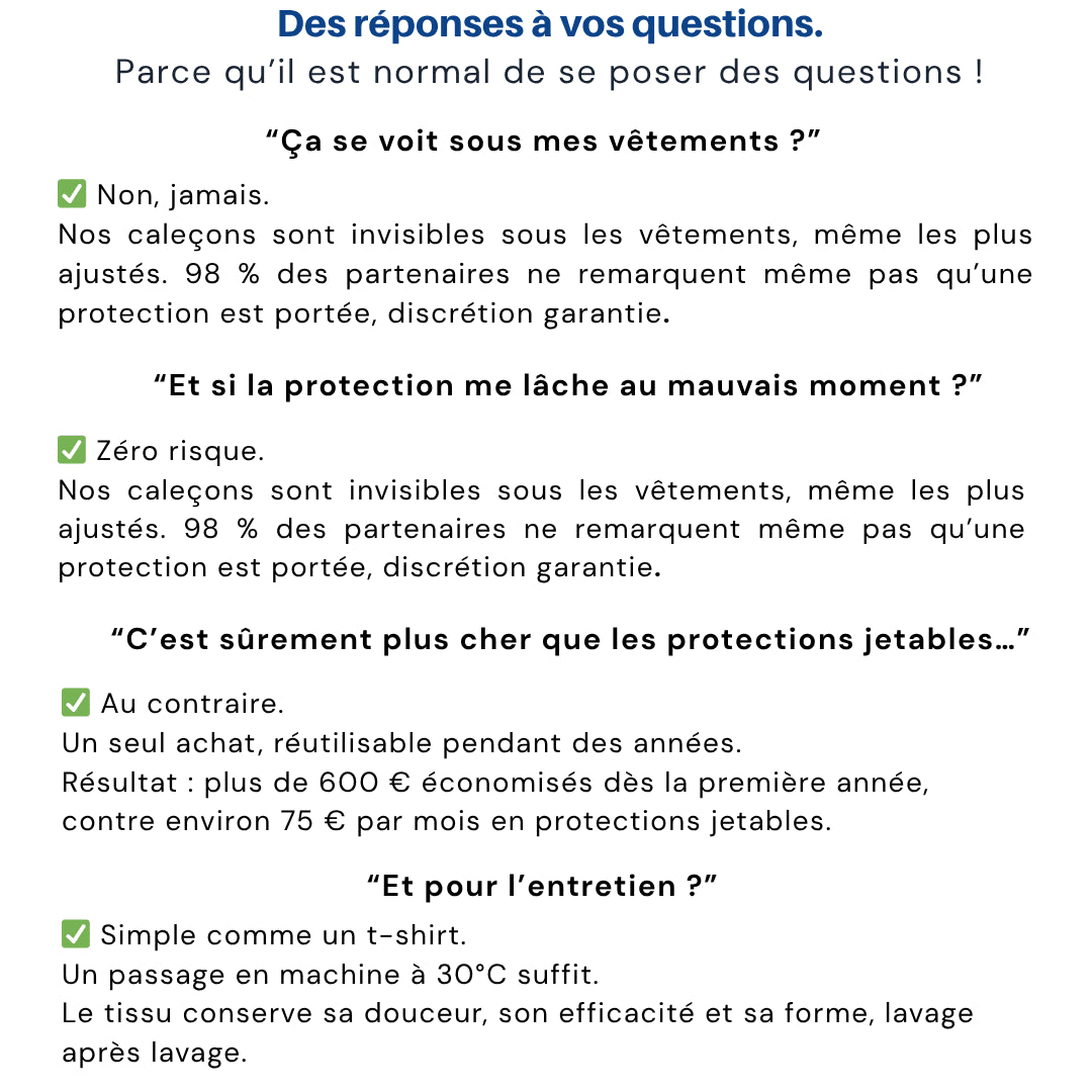 Boxer anti-fuite homme. Invisible, confortable et ultra-absorbant