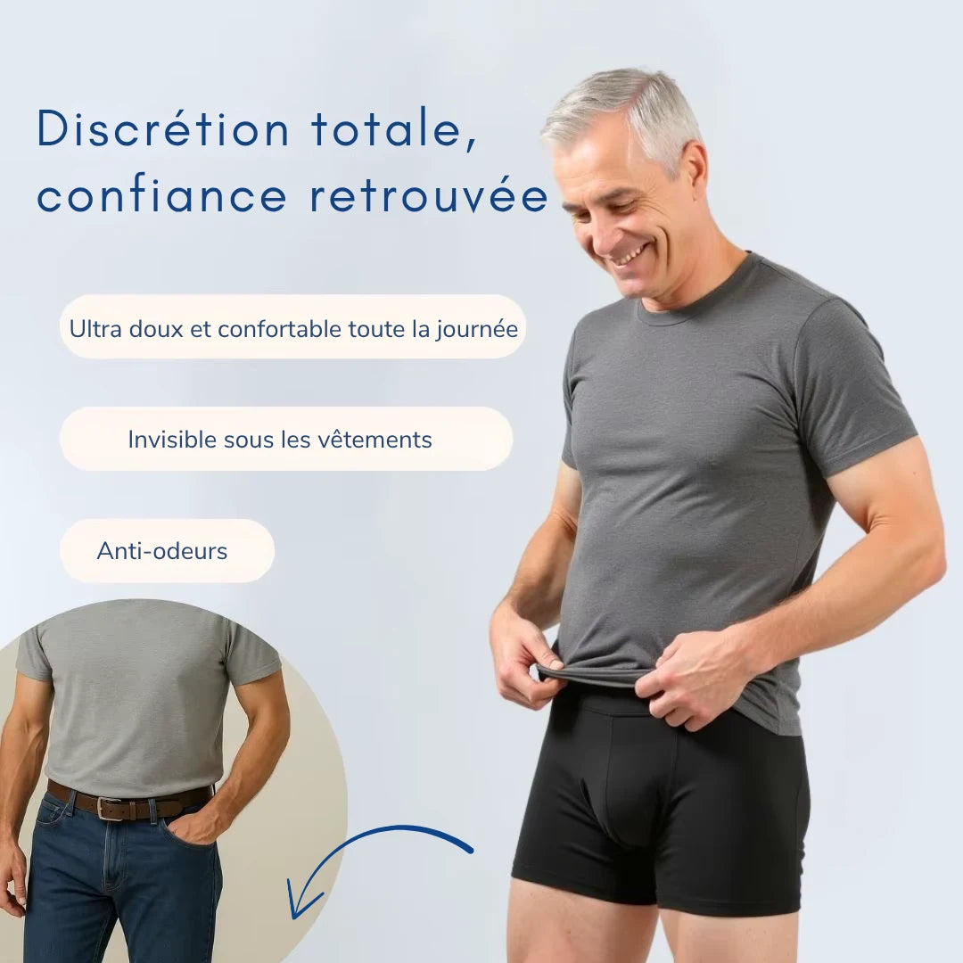 Boxer anti-fuite homme. Invisible, confortable et ultra-absorbant
