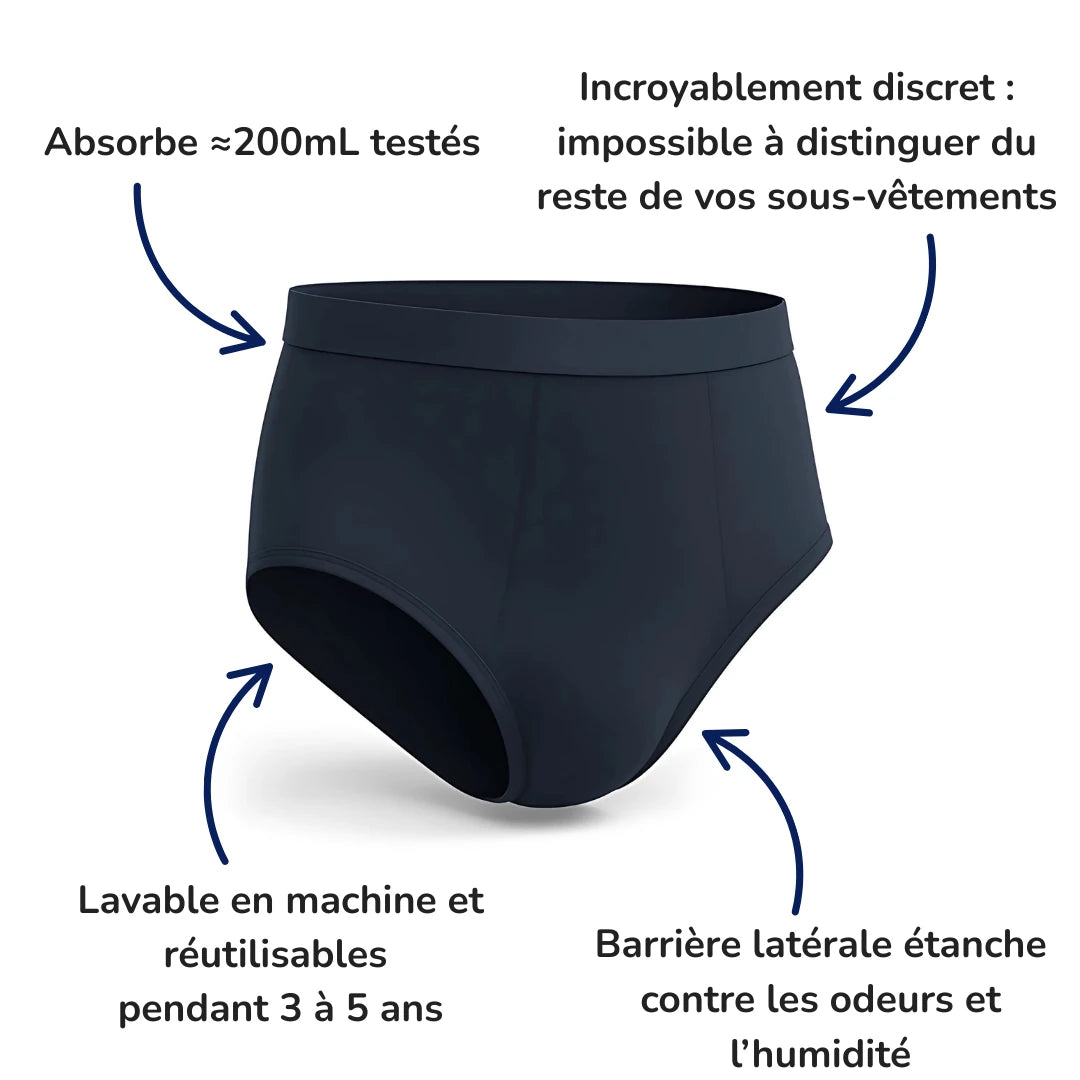 Slip ultra-absorbant pour homme certifié Oeko-Tex® : Restez au sec et en confiance jusqu’à 12 h