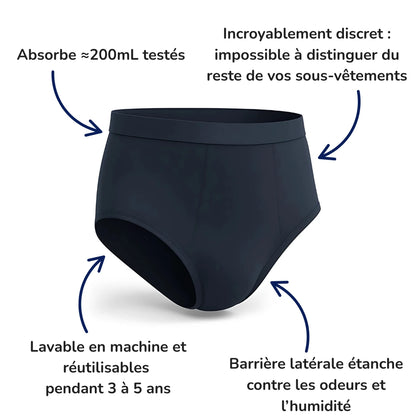 Slip ultra-absorbant pour homme certifié Oeko-Tex® : Restez au sec et en confiance jusqu’à 12 h